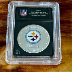  1 OZ Of.999 Fine Silver Of The 2015 Pittsburgh Steelers Season.999 Silver Dollar Coin with the NFL  Official Authentication.  