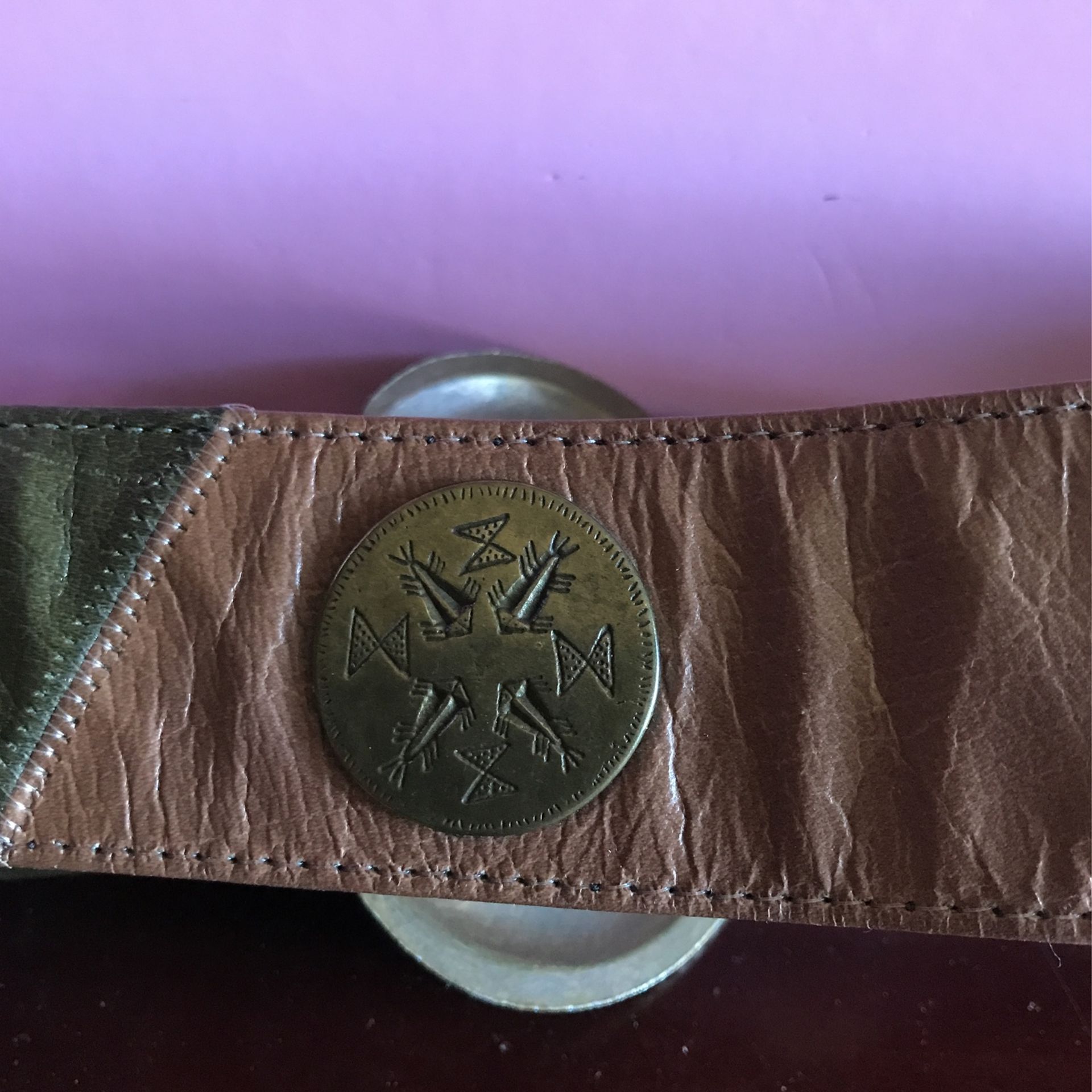 ALDEN HOWARD Vintage mod multi colorblock suede belt Vintage Alden Howard Mod Multi Color block Leather Belt  main image 2