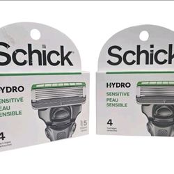 Lot Of 2 Schick Hydro 5 Sensitive Razor Blade Refills Men 8 Cartridges Total 