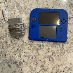 Nintendo Blue 2DS Gaming Console With Charger And Memory Card 