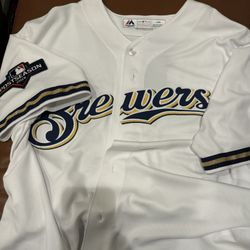 Majestic Brewers Baseball Jersey Size Large Men New 