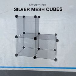 Silver Mesh Cubes Wire Storage Shelves
