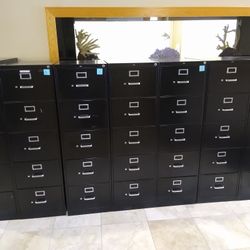 (14) HON 5-DRAWER VERTICAL FILE CABINETS BLACK OFFICE STORAGE DATA COMMERCIAL INDUSTRIAL BUSINESS SHOP WORK MEDICAL 