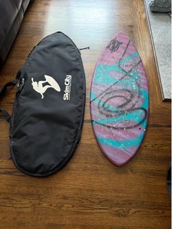Zap 54” x 24.25” Skimboard + Skim City Bag - Custom Colorful Design - Great Condition!