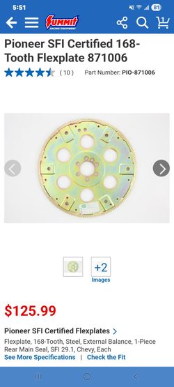 Pioneer SFI Certified 168-Tooth Flexplate 871006