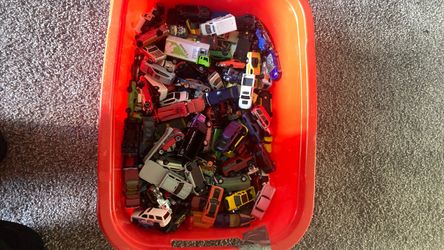 Large Bucket of Die-Cast Toy Cars