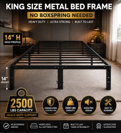 King bed frame 14" heavy duty  2500 lb cap. black