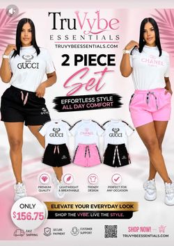White and pink 2piece draw string shorts