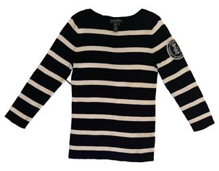 Lauren Jeans Co Ralph Lauren Striped Sweater Small Navy White Crest Patch