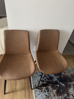 Set Of Modern Upholstered Faux Leather Chairs