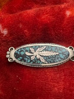 Silver Turquoise Mosaic Leaf Bracelet Centerpiece
