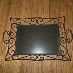 Vintage PartyLite Antique Brass Tray with Glass Insert