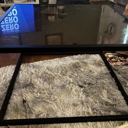 Black Metal And glass Coffee Table Square