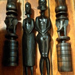 HAND CRAFTED  WOODEN AFRICAN FIGURINES***ORIGINAL**** WILL GO FAST!!!