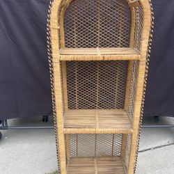 Vintage boho chic wicker shelving unit Retro 1970s Furniture 
