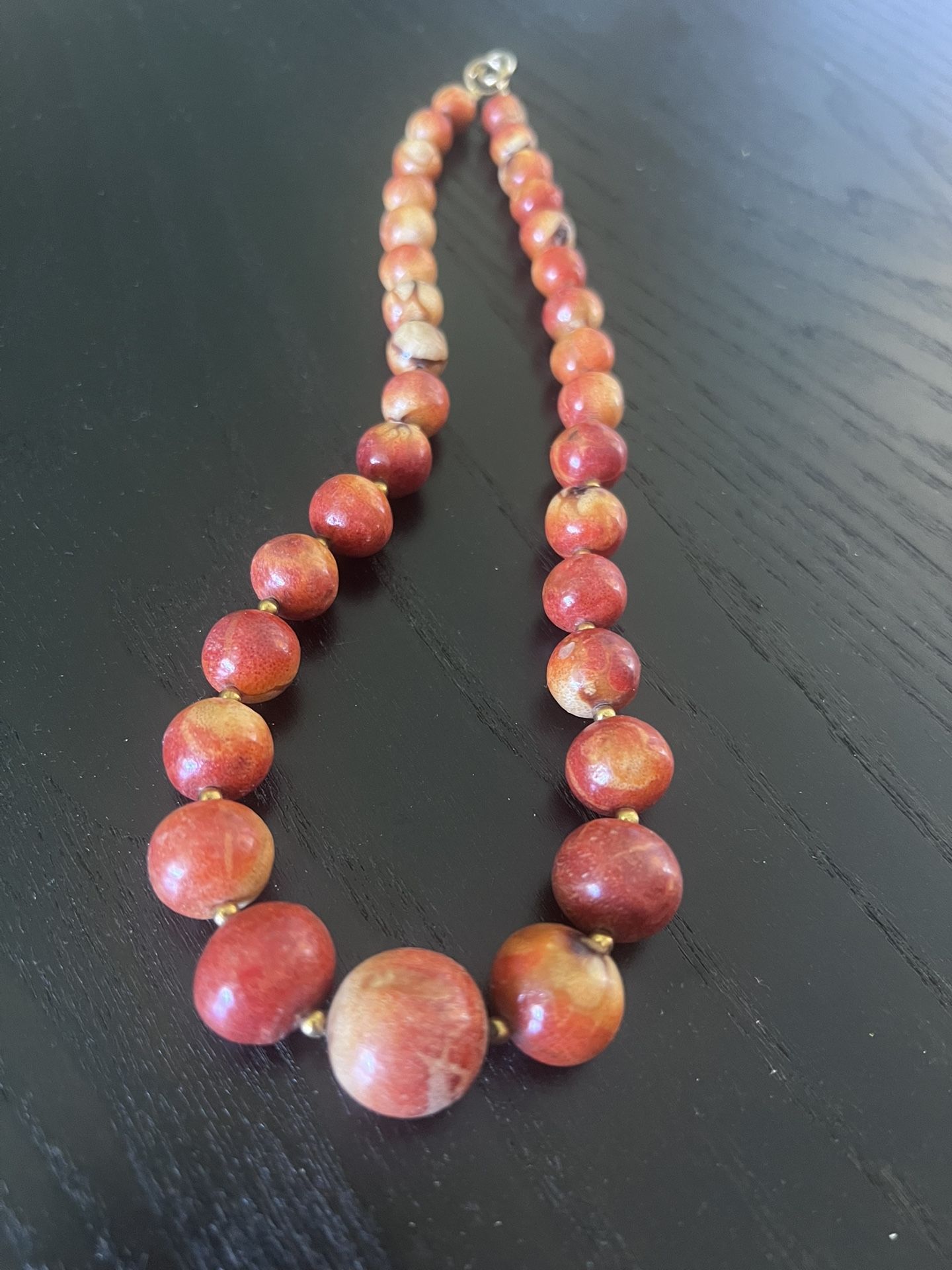 Vintage Apple Coral Bead Necklace - Main Image