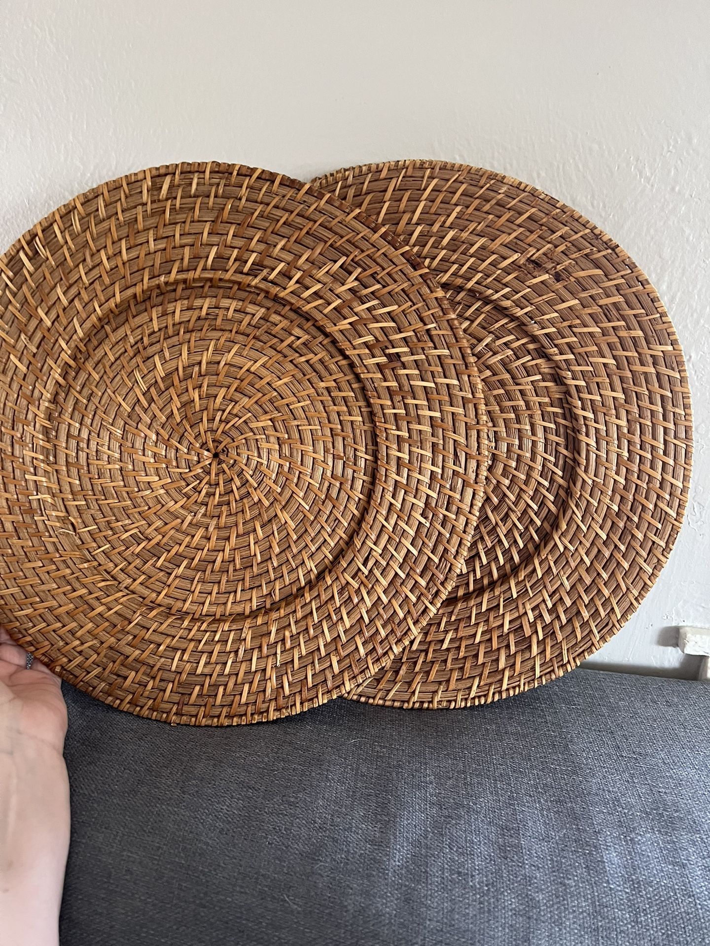 Four Wicker Rattan Charger Plates