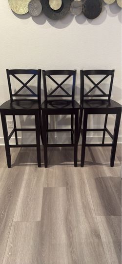 Set of 3 Black X-Back Bar Stools