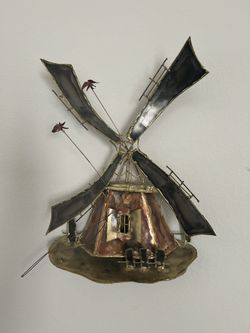 Stephan Vat Brass And Metal Windmill Wall Sculpture $65