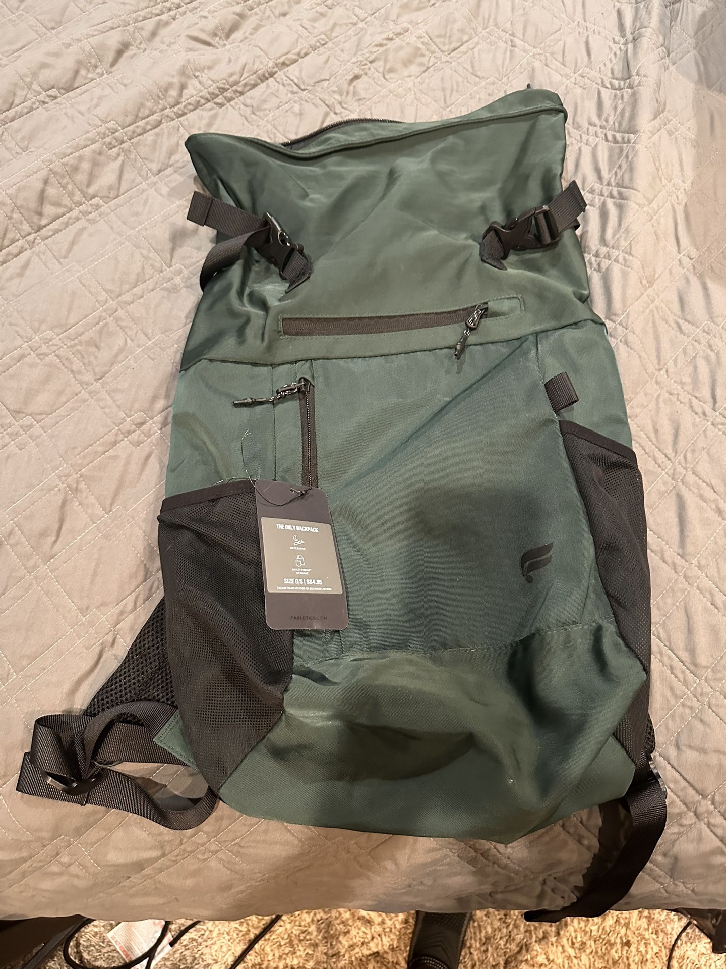Brand New Roll-Top Backpack – Forest Green, Never Used