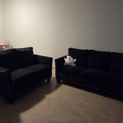 Black Velvet Sofa And Love Seat