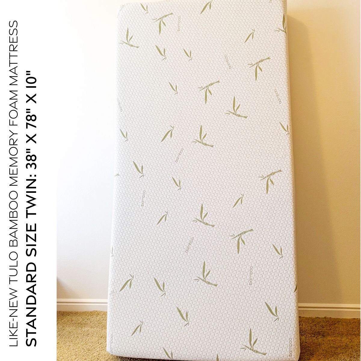 🌿 Like-New Tulo Bamboo Memory Foam Twin Mattress – (Pick-Up Only)