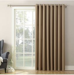 Sun Zero Barrow Energy Efficient Grommet Sliding Patio Door Curtain Panel, 100" X 84", Taupe