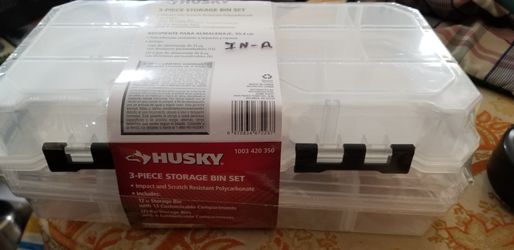 NEW HUSKY 3 PC STORAGE BIN SET