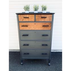 Stunning Refinished Tall Grey Dresser