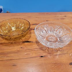 Vintage Cut Glass Serving Bowls 8" - Set of 2 - Scalloped, Edge, Antique