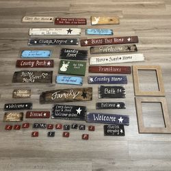 Lot 27+ of Country Farmhouse Themed Signs Wall Decor Wood