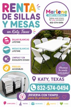 Rentamos sillas y mesas