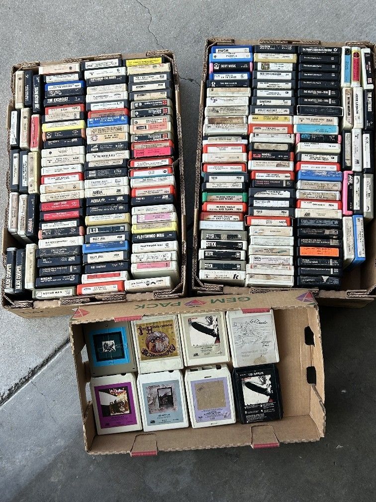 Vintage bulk lot of 190+ ROCK 8track cassette tape cartridges