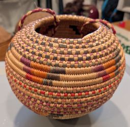 Vintage hand coiled basket
