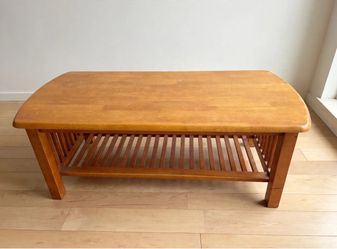 Wood Coffee Table with Bottom Shelf