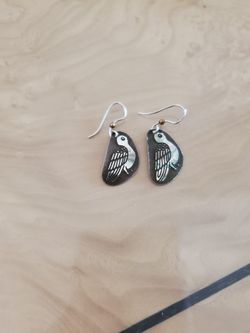 VINTAGE SILVER BIRD DESIGN EARRINGS