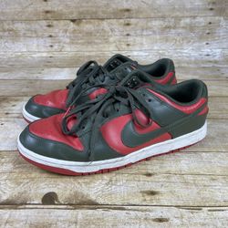 Nike Shoes Mens Size 10.5 Dunk Low Cargo Khaki Mystic Red Green Leather Sneaker