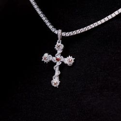 Ruby iced spiked cross