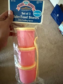 Baby king set of 3 baby food storers with feeding spoon