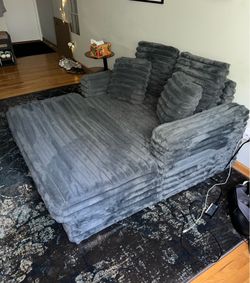 Grey Plush Lounge Couch