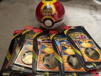 Lot of 5 Pokemon TCG Perfect Order Makuhita Blister Packs and one Repeat Ball Tin Factory Sealed