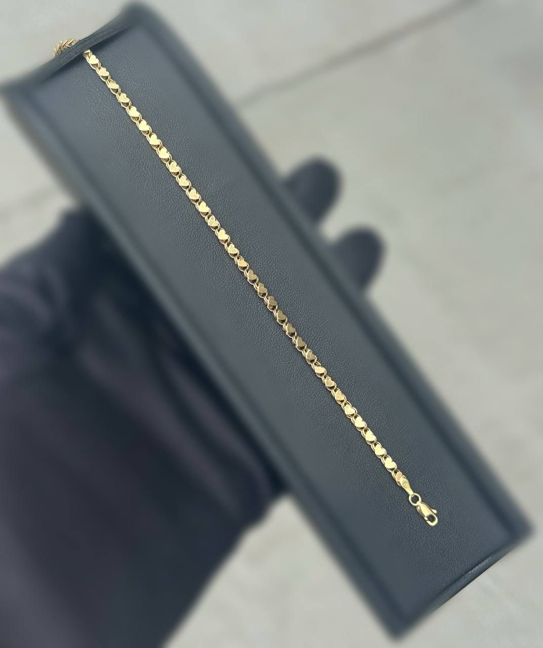 14k Solid Yellow Gold hearts Anklet Bracelet 10β 3.20mm