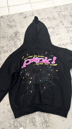 Black spider hoodie with pink accents
