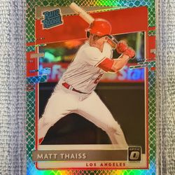 Matt Thaiss Los Angeles Angels 2020 Panini Donruss Optic Choice Rated Rookie Green Dragon Prizm /84!