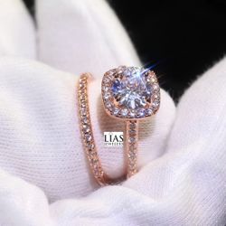 New 18k Rose Gold Wedding Ring Set 