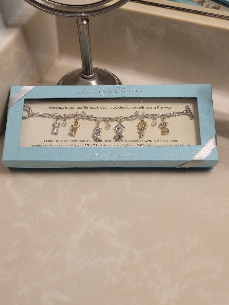 Count Your Blessings Silver and Gold Charm Bracelet