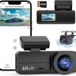 Dash Camera for Cars,4K Full UHD Front, Interior, Rear, Built-in Super Night Vision