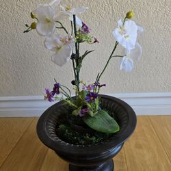 Flower Display.  Metal Vase.
