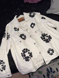 Levi's White Denim Jacket with Black Floral Print