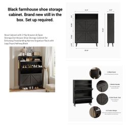 Brand New Black Entryway Shoe Cabinet